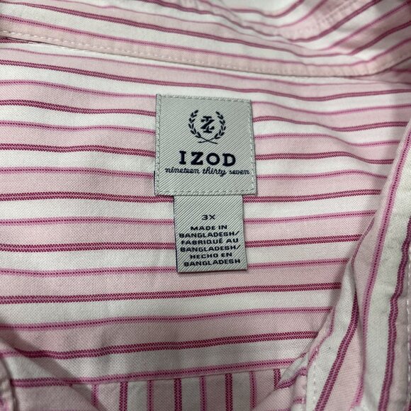 Izod Womens Button Down Shirt Stripe Pink White Size 3X - Picture 8 of 10